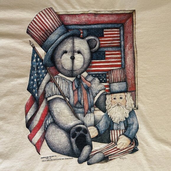 Vintage American Uncle Sam & Burt Teddy Bear T-Shirt - Picture 2 of 6
